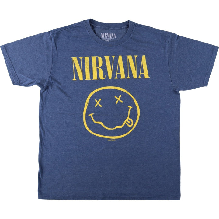 NIRVANA Nirvana Band T-shirt, Band T, Men's XL size cotton blue type Vintage Second Hand
