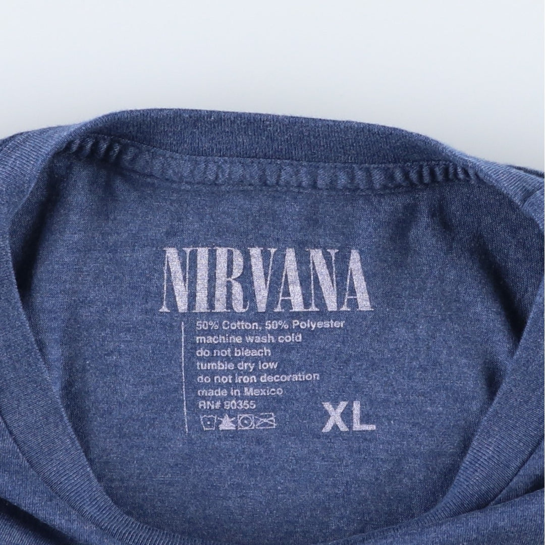 NIRVANA Nirvana Band T-shirt, Band T, Men's XL size cotton blue type Vintage Second Hand
