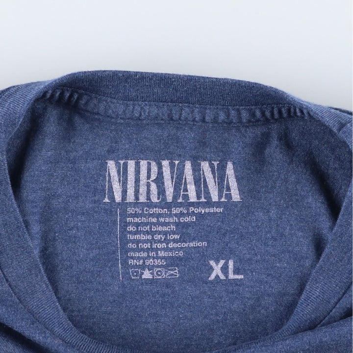NIRVANA Nirvana Band T-shirt, Band T, Men's XL size cotton blue type Vintage Second Hand