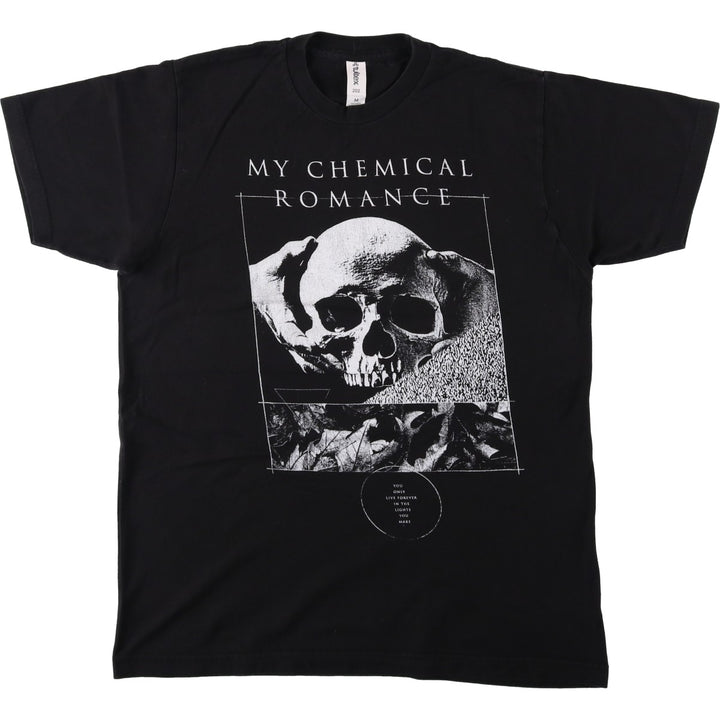 Tultex x MY CHEMICAL ROMANCE Skull Pattern Band T-Shirt (Men's Size M) cotton black type Vintage Second Hand