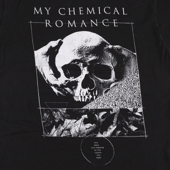 Tultex x MY CHEMICAL ROMANCE Skull Pattern Band T-Shirt (Men's Size M) cotton black type Vintage Second Hand