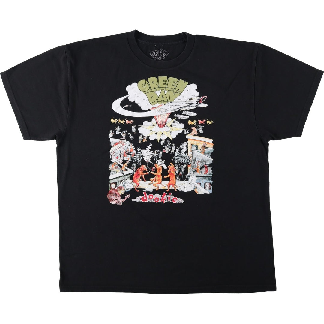 GREEN DAY Green Day Band T-shirt Band T Men's XL size cotton black type Vintage Second Hand