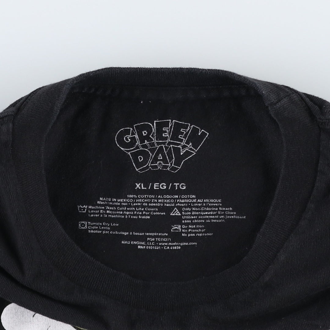 GREEN DAY Green Day Band T-shirt Band T Men's XL size cotton black type Vintage Second Hand