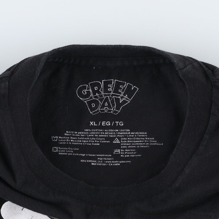 GREEN DAY Green Day Band T-shirt Band T Men's XL size cotton black type Vintage Second Hand