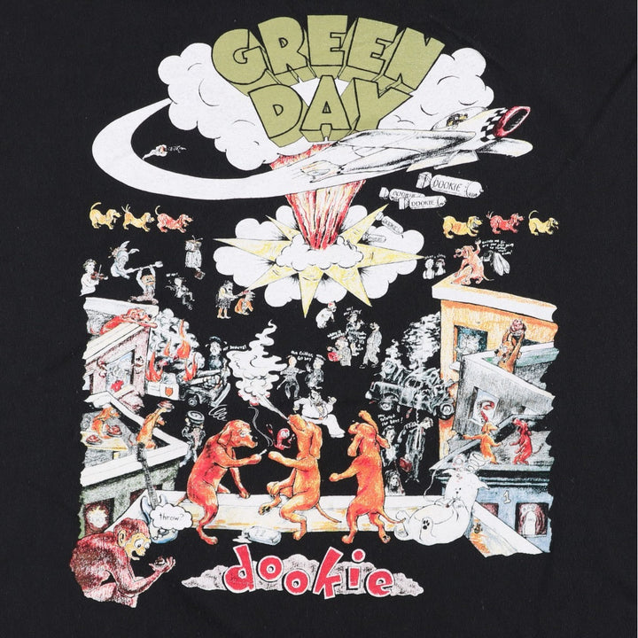 GREEN DAY Green Day Band T-shirt Band T Men's XL size cotton black type Vintage Second Hand