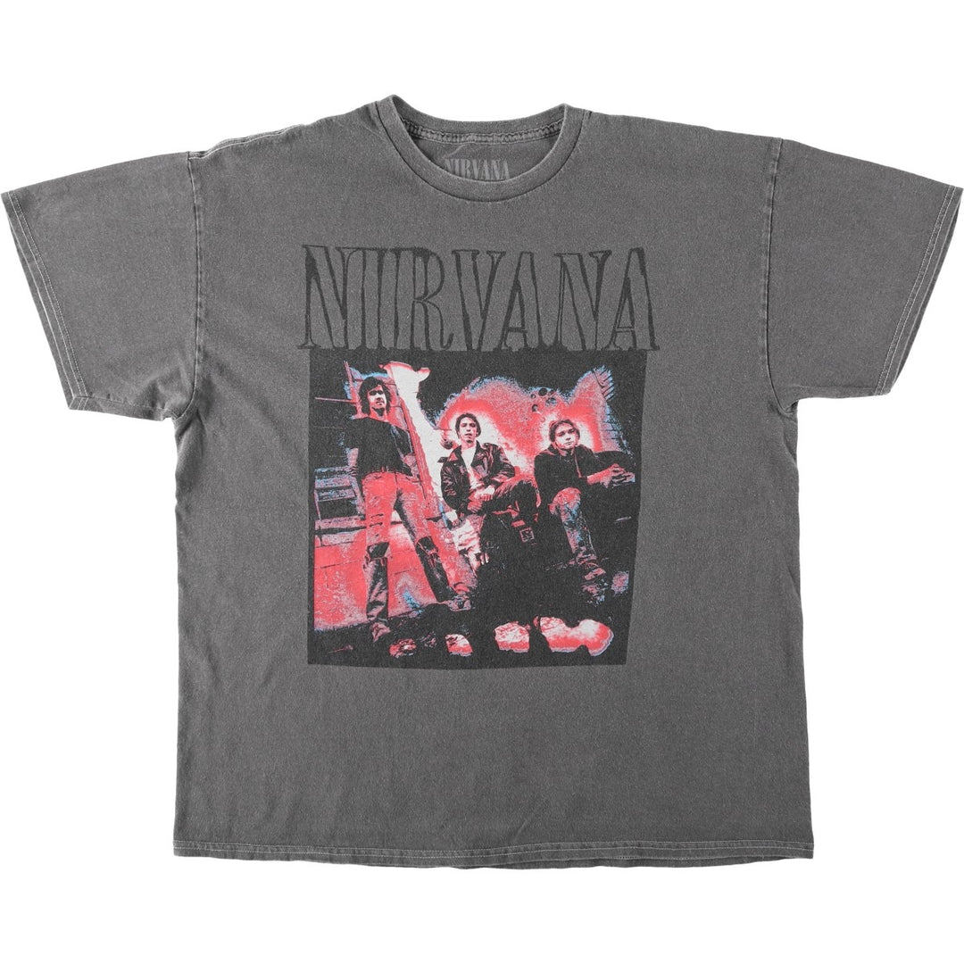NIRVANA Band T-Shirt, Made in the UK, Men's Size Medium cotton Charcoal Vintage Second Hand