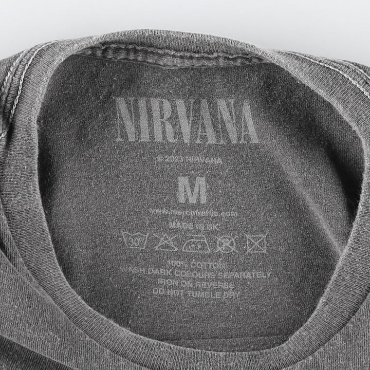 NIRVANA Band T-Shirt, Made in the UK, Men's Size Medium cotton Charcoal Vintage Second Hand