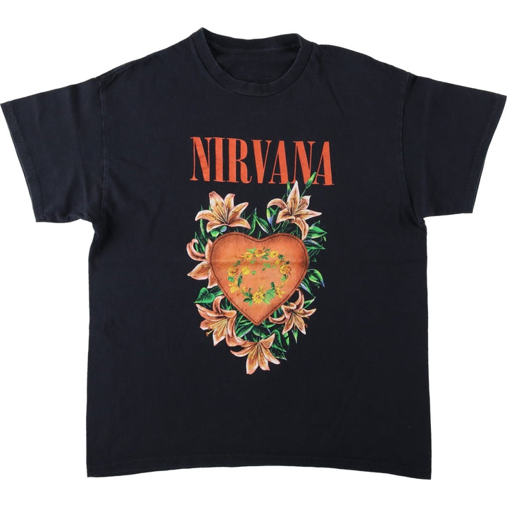 NIRVANA Nirvana Band T-shirt, Band T, Men's L size cotton black type Vintage Second Hand