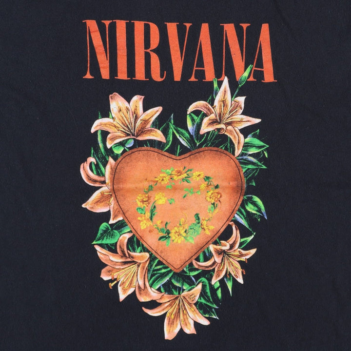 NIRVANA Nirvana Band T-shirt, Band T, Men's L size cotton black type Vintage Second Hand
