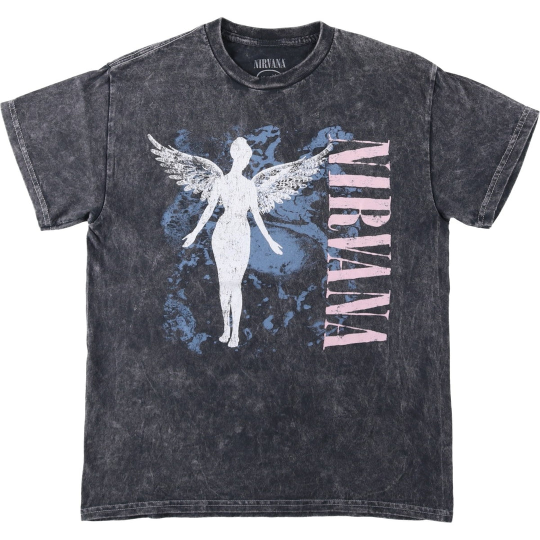 NIRVANA Nirvana Band T-shirt, Band T, Men's M size cotton black type Vintage Second Hand