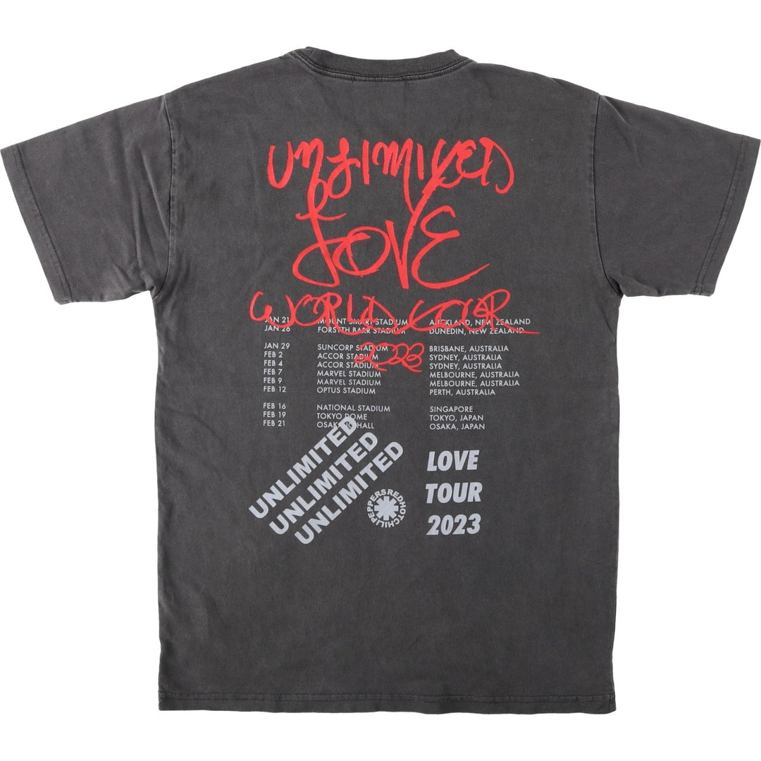 RED HOT CHILI PEPPERS Red Hot Chili Peppers Band T-shirt Band T Men's S equivalent cotton Charcoal Vintage Second Hand