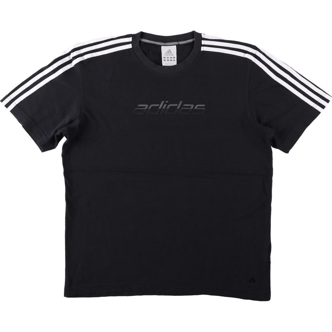 Adidas logo T-shirt, men's size M cotton black type Vintage Second Hand