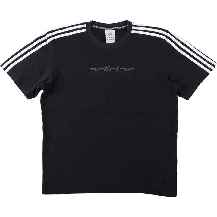 Adidas logo T-shirt, men's size M cotton black type Vintage Second Hand