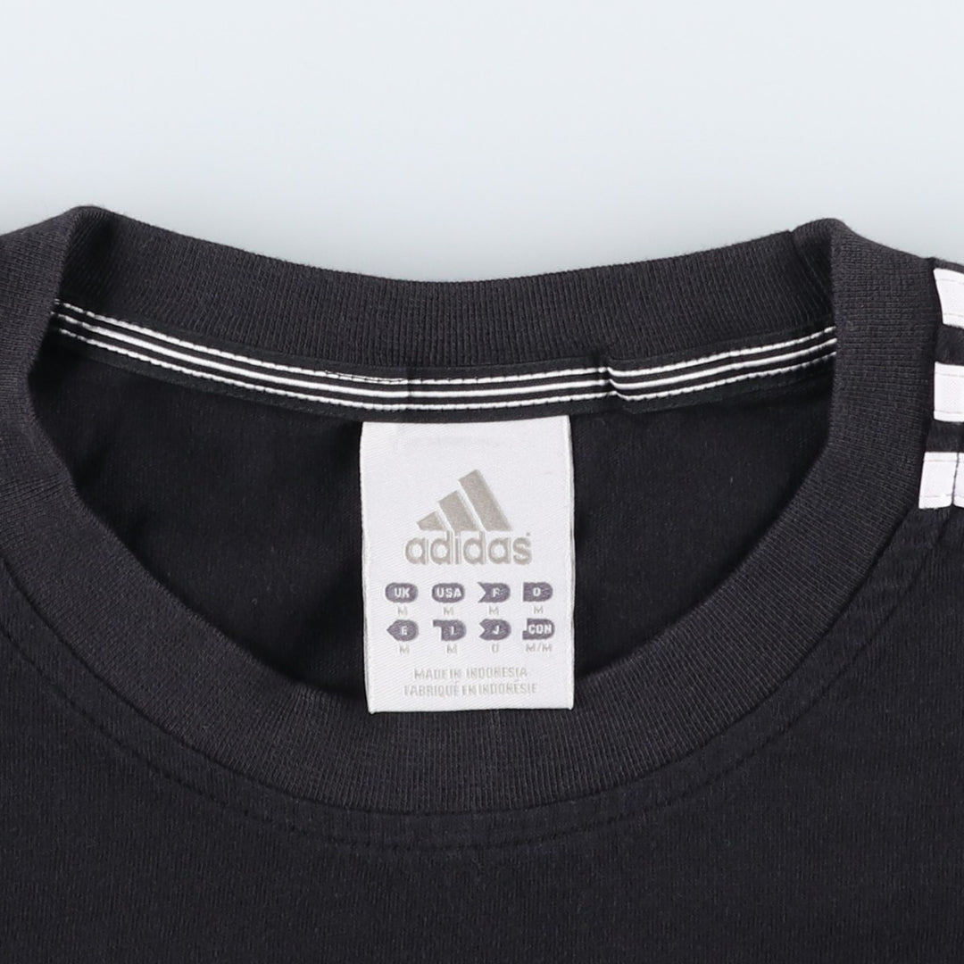 Adidas logo T-shirt, men's size M cotton black type Vintage Second Hand