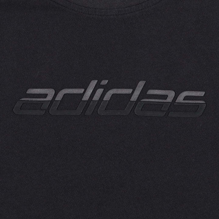 Adidas logo T-shirt, men's size M cotton black type Vintage Second Hand