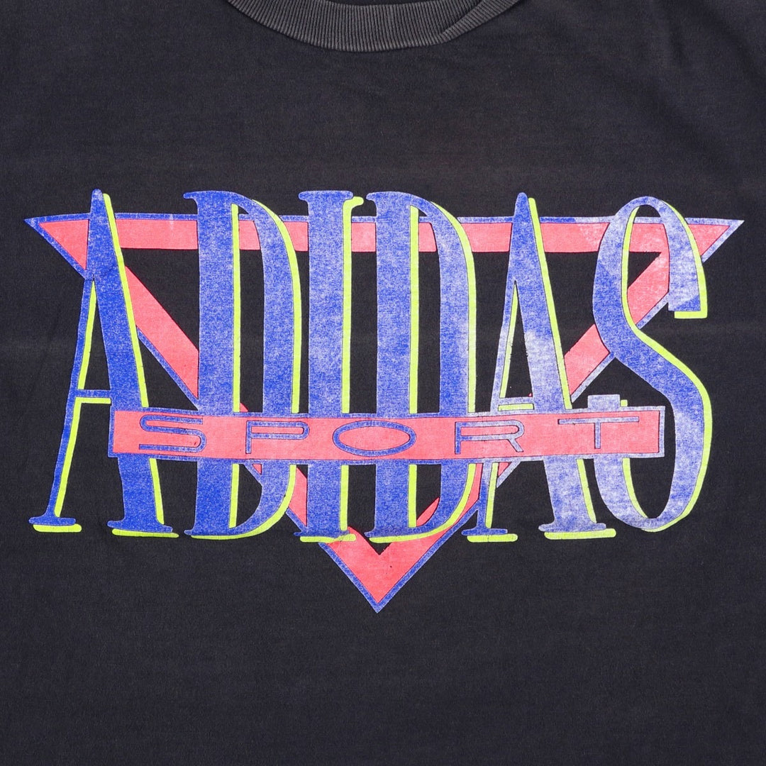80s-90'S Adidas Sport Logo T-Shirt, Made in Australia, Men's Size L (approx.), Vintage cotton black type Vintage Second Hand