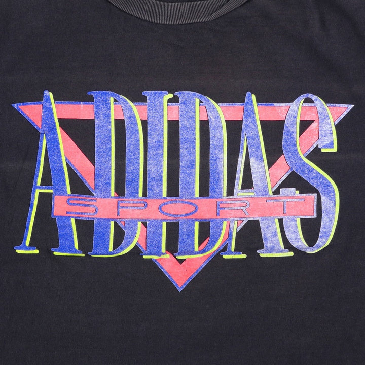 80s-90'S Adidas Sport Logo T-Shirt, Made in Australia, Men's Size L (approx.), Vintage cotton black type Vintage Second Hand