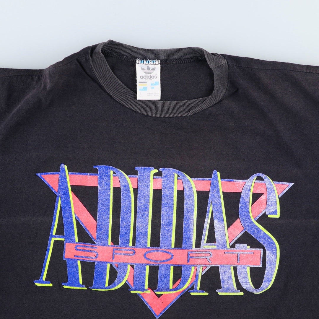 80s-90'S Adidas Sport Logo T-Shirt, Made in Australia, Men's Size L (approx.), Vintage cotton black type Vintage Second Hand