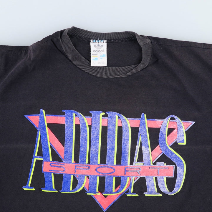 80s-90'S Adidas Sport Logo T-Shirt, Made in Australia, Men's Size L (approx.), Vintage cotton black type Vintage Second Hand