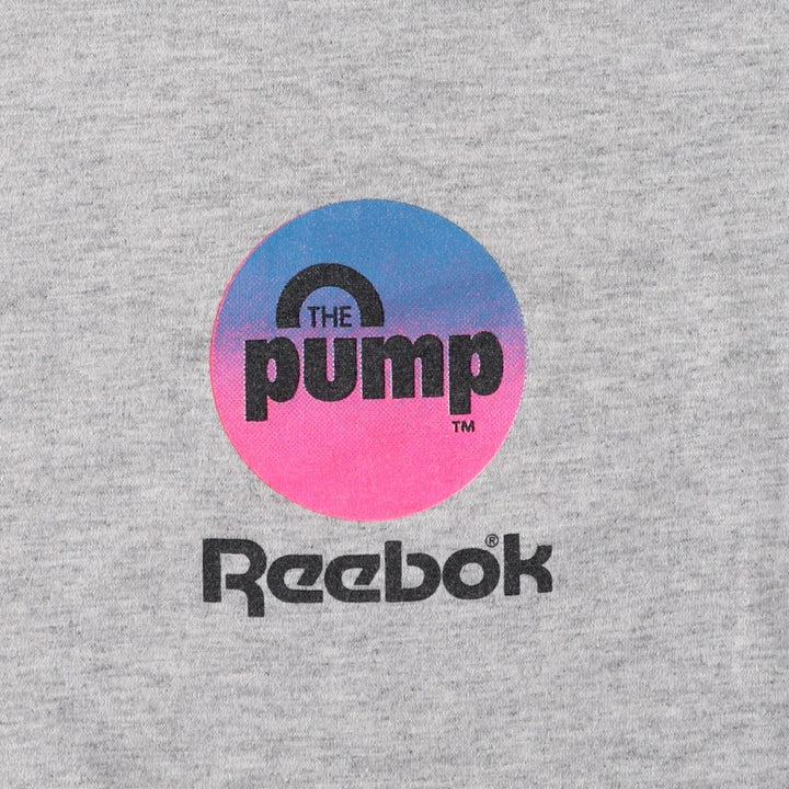 80'S Reebok THE PUMP advertising T-shirt, Made in Canada, Men's XL equivalent, Vintage cotton gray type Vintage Second Hand