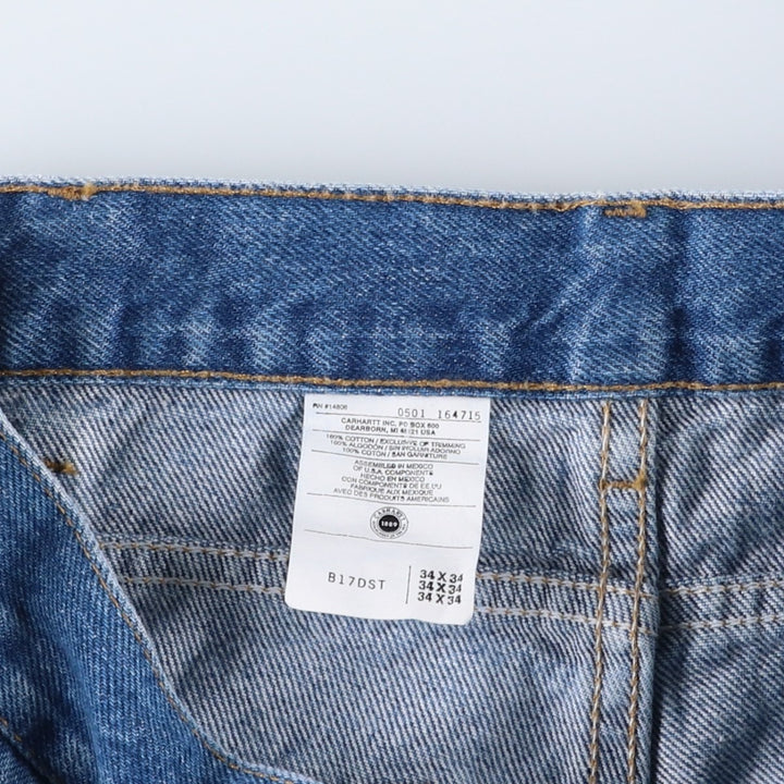 00'S Carhartt tapered denim pants for men, W33 equivalent cotton blue type Vintage Second Hand