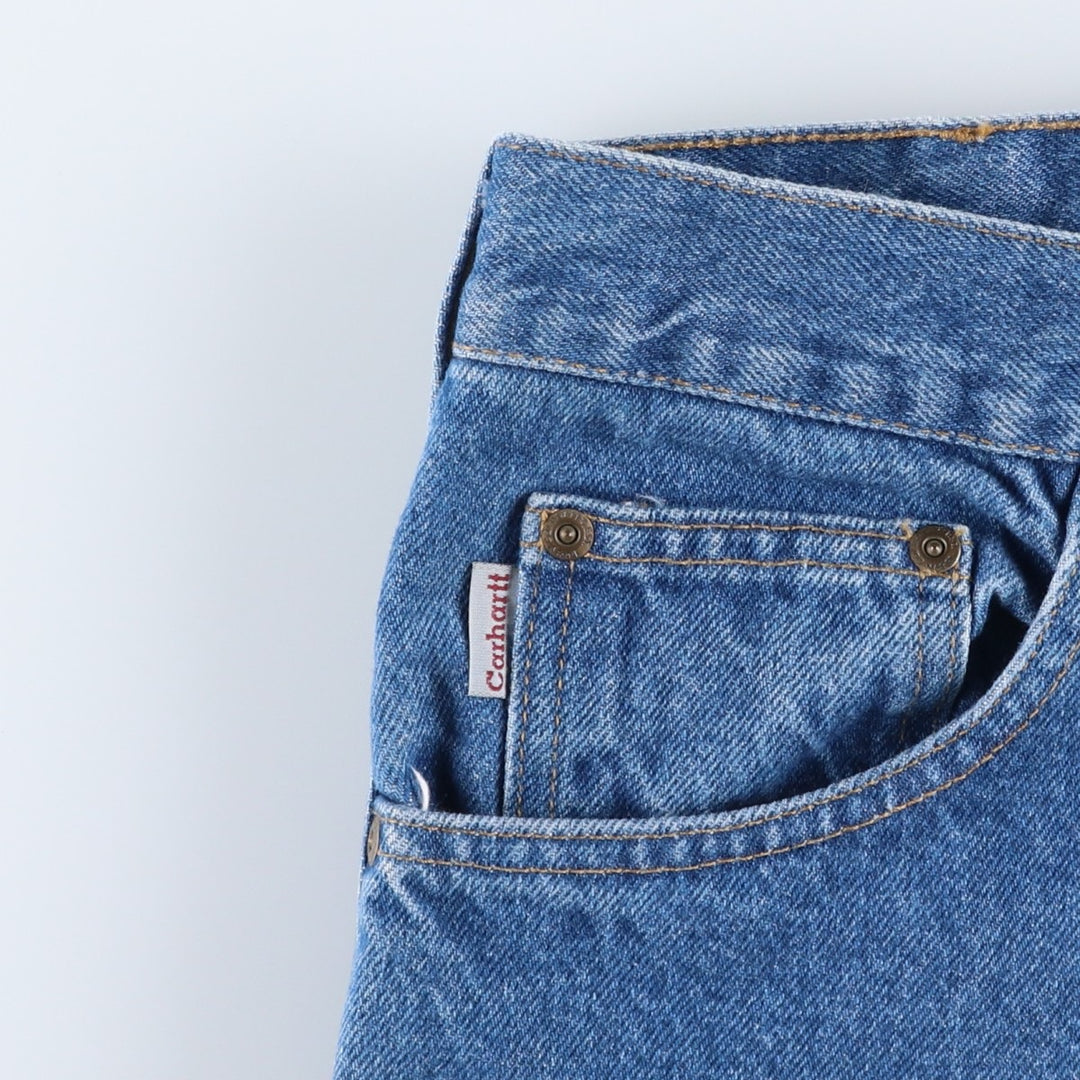 00'S Carhartt tapered denim pants for men, W33 equivalent cotton blue type Vintage Second Hand