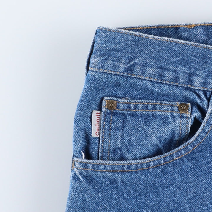 00'S Carhartt tapered denim pants for men, W33 equivalent cotton blue type Vintage Second Hand