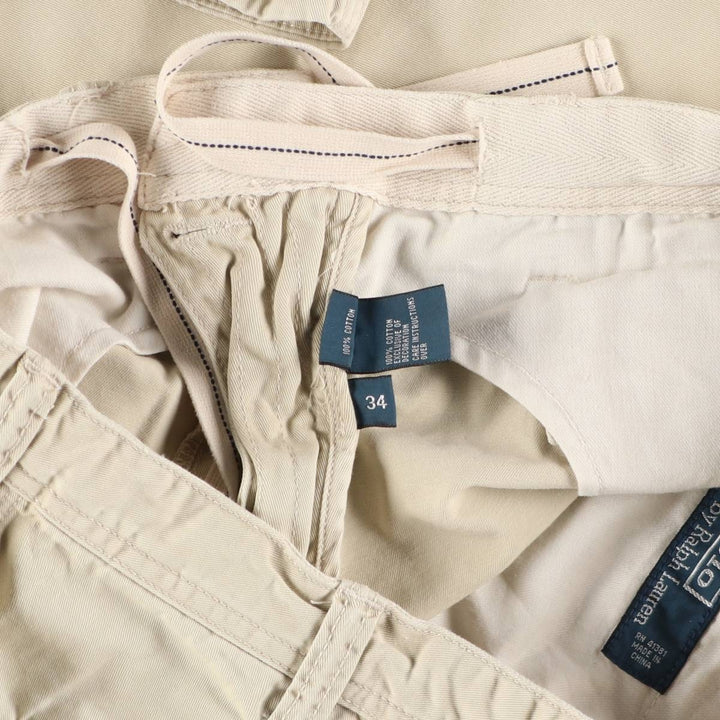 Ralph Lauren POLO by Ralph Lauren Chino Shorts, Men's, Size W35 cotton Beige type Vintage Second Hand