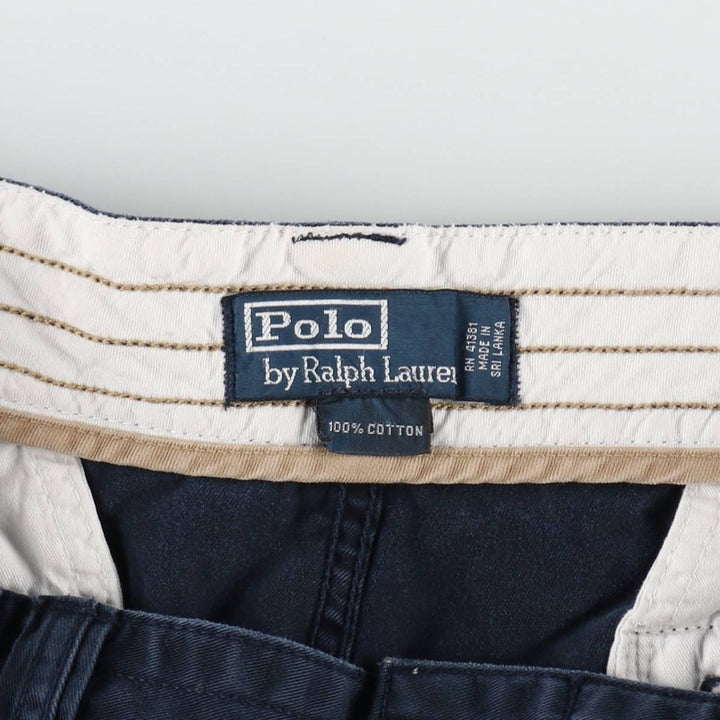 Ralph Lauren POLO by Ralph Lauren cargo shorts, men's size W39 (approx.) cotton navy blue type Vintage Second Hand