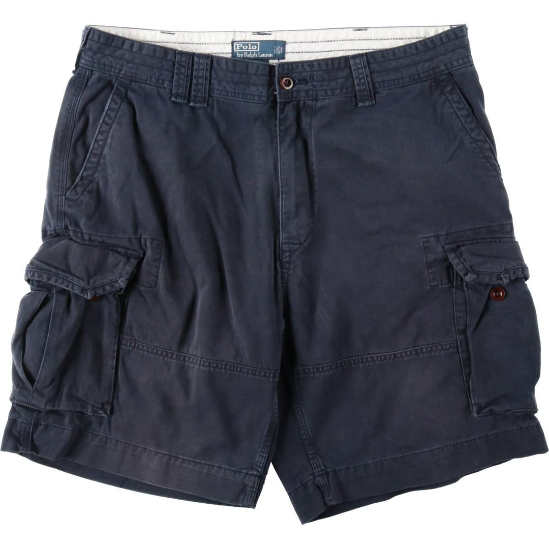 Ralph Lauren POLO by Ralph Lauren cargo shorts, men's size W39 (approx.) cotton navy blue type Vintage Second Hand