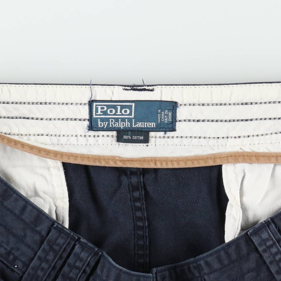 Ralph Lauren POLO by Ralph Lauren cargo shorts, men's size W39 (approx.) cotton navy blue type Vintage Second Hand