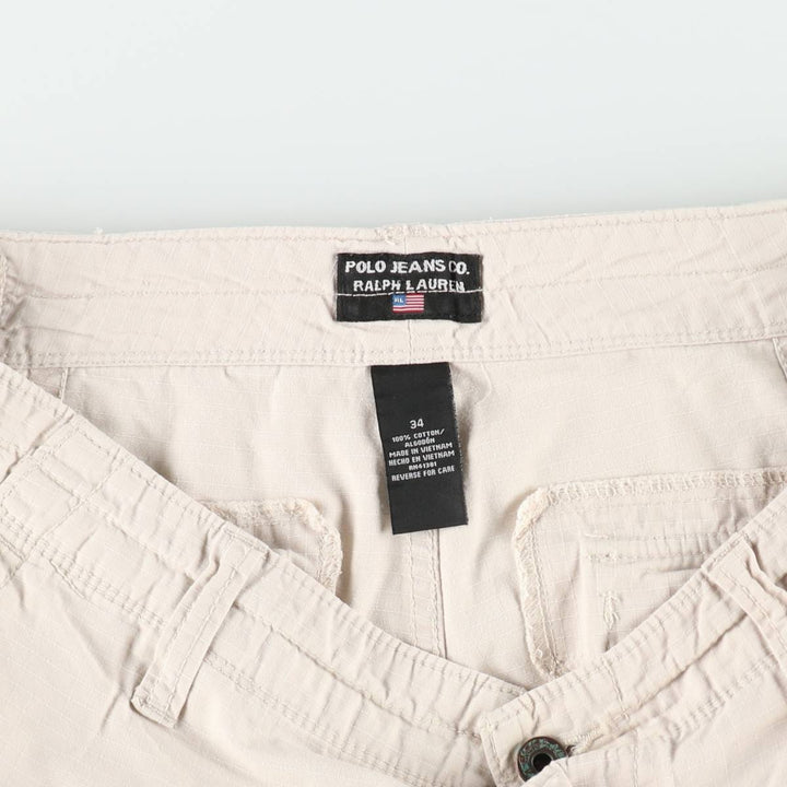 Ralph Lauren POLO JEANS COMPANY Ripstop Cargo Shorts, Men's Size W36 (approx.) cotton Beige type Vintage Second Hand
