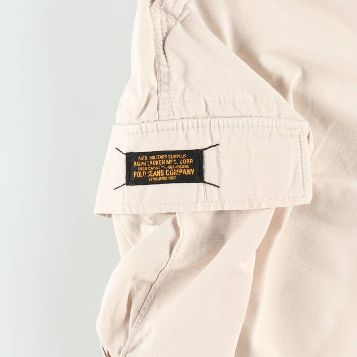 Ralph Lauren POLO JEANS COMPANY Ripstop Cargo Shorts, Men's Size W36 (approx.) cotton Beige type Vintage Second Hand