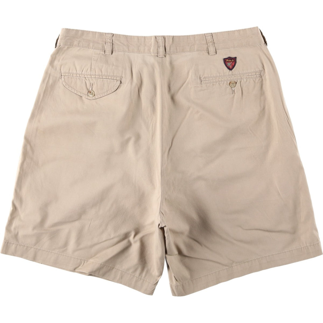 Ralph Lauren POLO GOLF Classic Golf Shorts, two-pleat chino shorts, men's size W37. cotton Beige type Vintage Second Hand