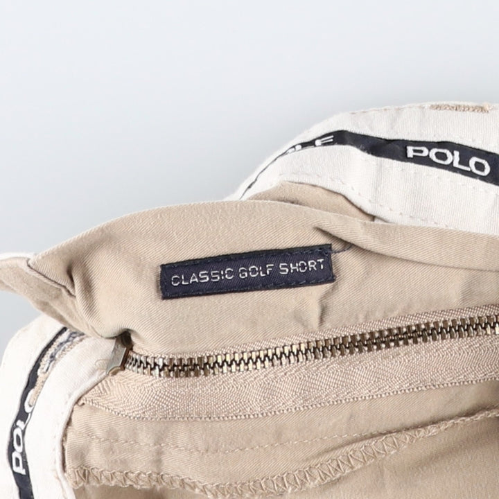 Ralph Lauren POLO GOLF Classic Golf Shorts, two-pleat chino shorts, men's size W37. cotton Beige type Vintage Second Hand