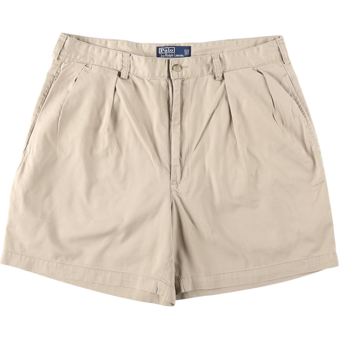 Ralph Lauren POLO by Ralph Lauren ANDREW SHORT Two-pleat chino shorts, short pants, men's size W36 cotton Beige type Vintage Second Hand