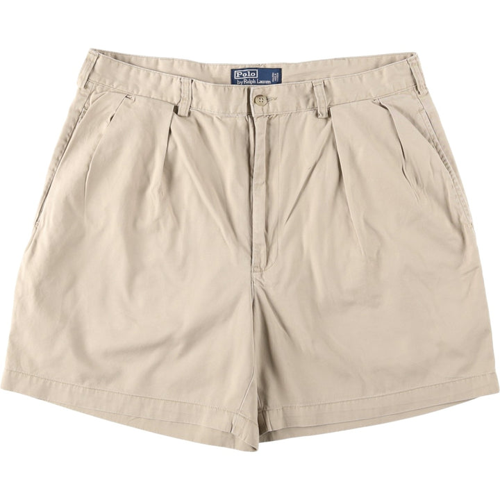 Ralph Lauren POLO by Ralph Lauren ANDREW SHORT Two-pleat chino shorts, short pants, men's size W36 cotton Beige type Vintage Second Hand