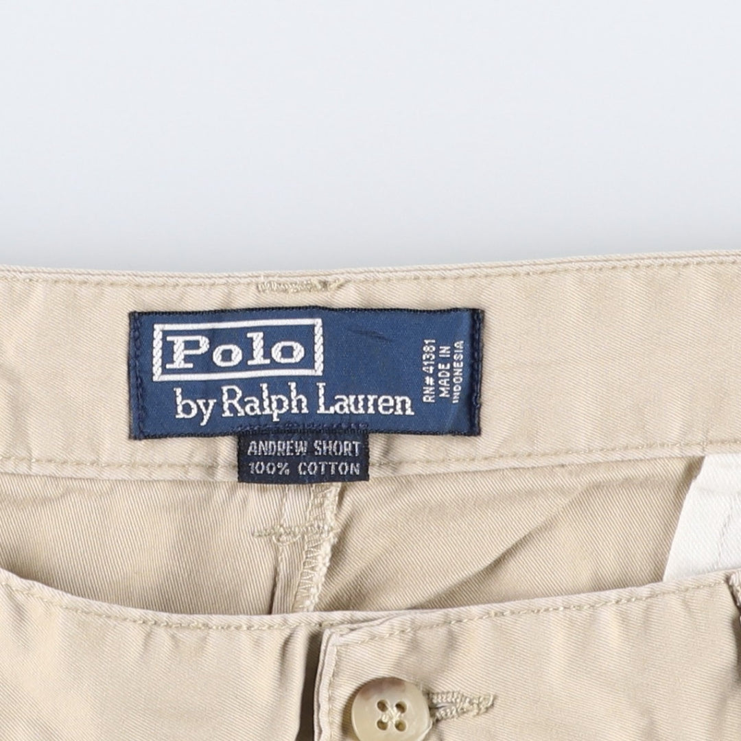 Ralph Lauren POLO by Ralph Lauren ANDREW SHORT Two-pleat chino shorts, short pants, men's size W36 cotton Beige type Vintage Second Hand