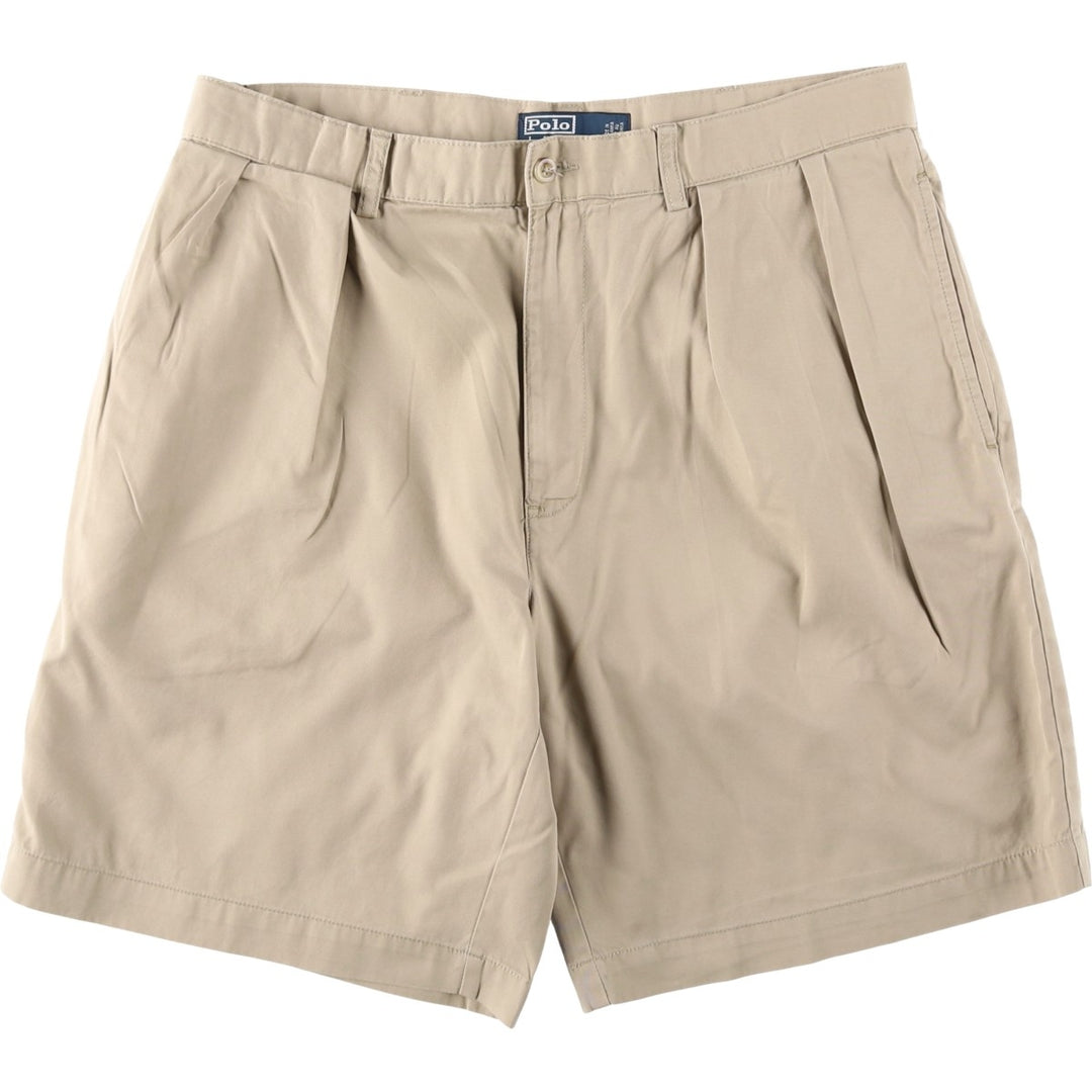 Ralph Lauren Polo by Ralph Lauren TYLER SHORT Two-Pleat Chino Shorts, Men's Size W35 (approx.) cotton Beige type Vintage Second Hand