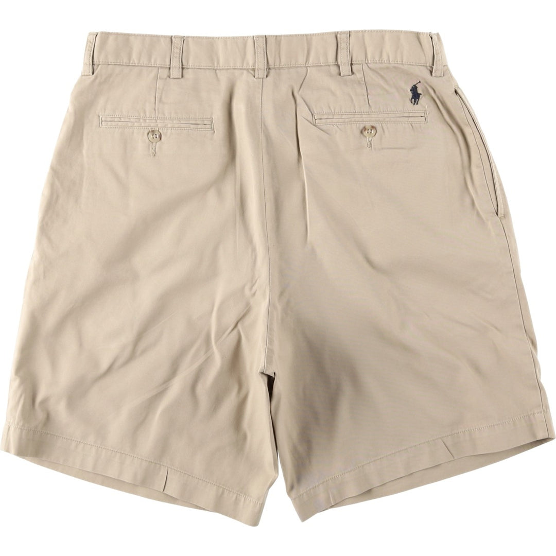 Ralph Lauren Polo by Ralph Lauren TYLER SHORT Two-Pleat Chino Shorts, Men's Size W35 (approx.) cotton Beige type Vintage Second Hand