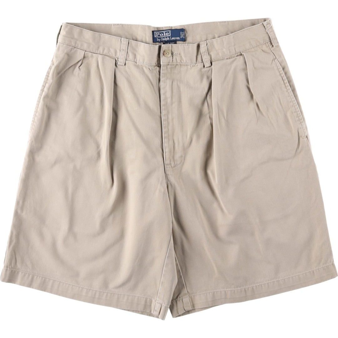 Ralph Lauren POLO by Ralph Lauren TYLER SHORT Two-pleat chino shorts, short pants, men's size W34 cotton Beige type Vintage Second Hand