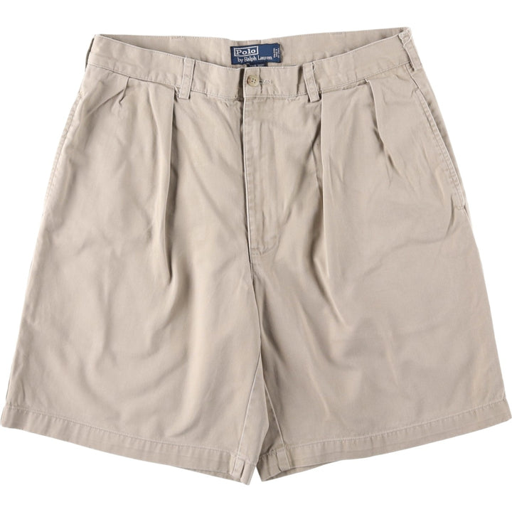 Ralph Lauren POLO by Ralph Lauren TYLER SHORT Two-pleat chino shorts, short pants, men's size W34 cotton Beige type Vintage Second Hand
