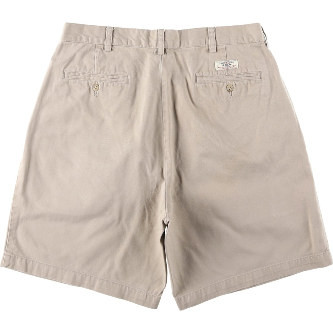 Ralph Lauren POLO by Ralph Lauren TYLER SHORT Two-pleat chino shorts, short pants, men's size W34 cotton Beige type Vintage Second Hand
