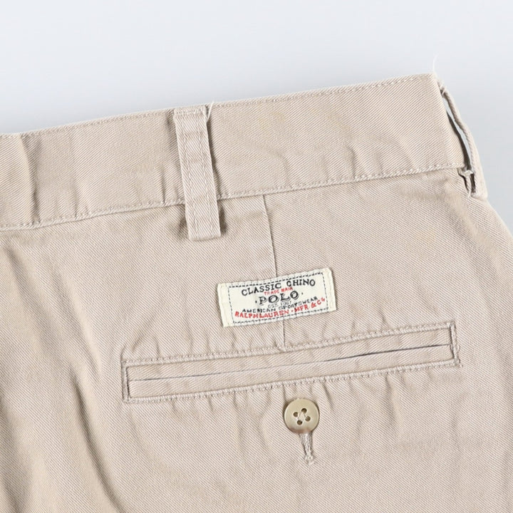Ralph Lauren POLO by Ralph Lauren TYLER SHORT Two-pleat chino shorts, short pants, men's size W34 cotton Beige type Vintage Second Hand