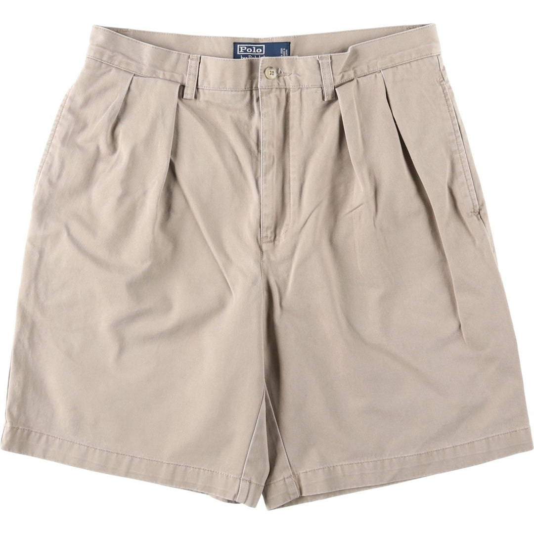 Ralph Lauren POLO by Ralph Lauren TYLER SHORT Two-Pleat Chino Shorts, Men's Size W33 (approx.) cotton Beige type Vintage Second Hand