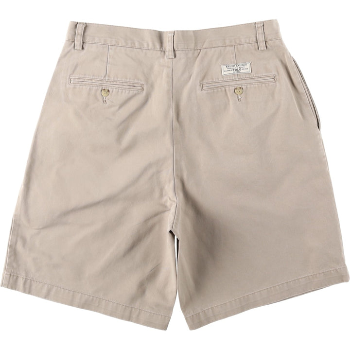Ralph Lauren POLO by Ralph Lauren TYLER SHORT Two-Pleat Chino Shorts, Men's Size W33 (approx.) cotton Beige type Vintage Second Hand