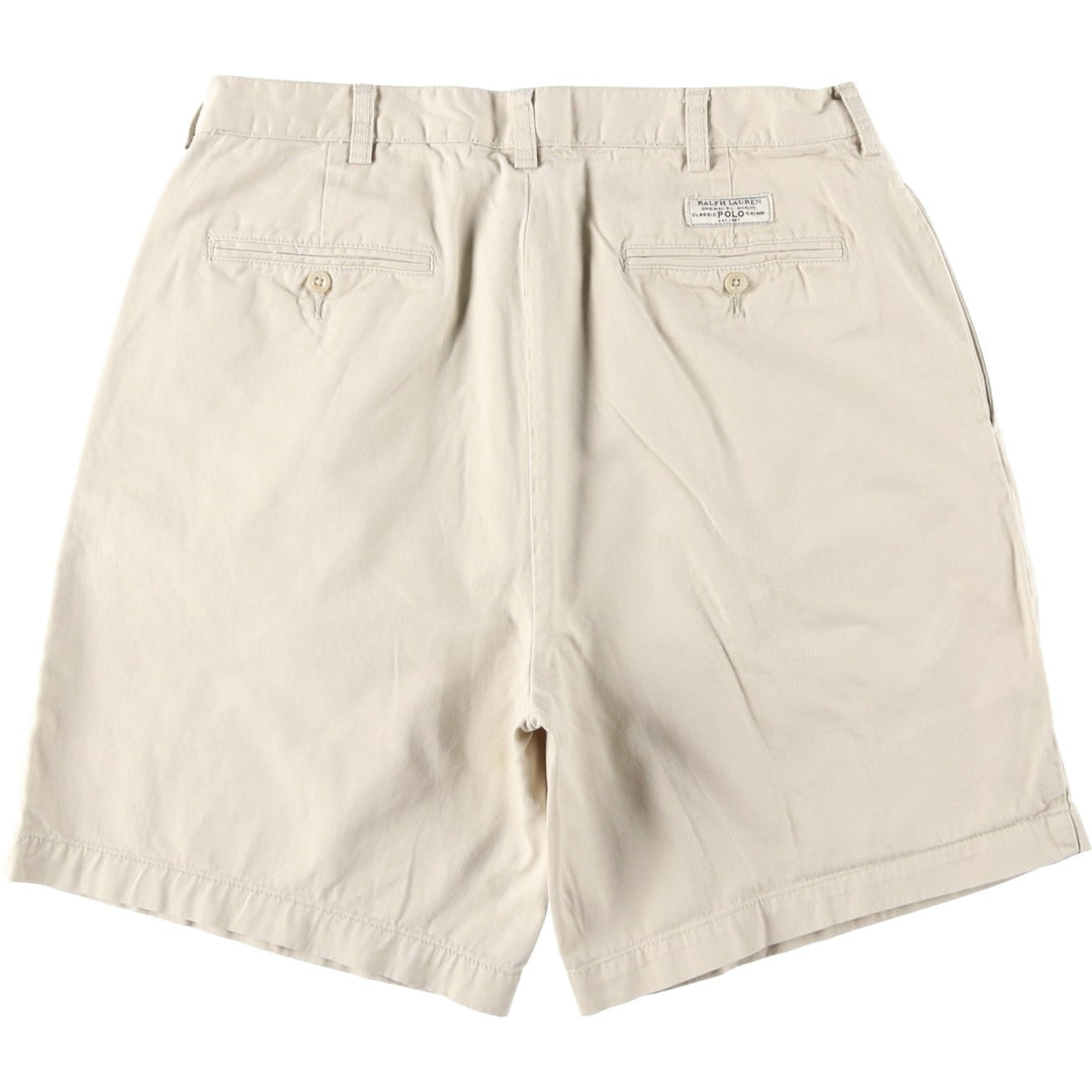 Ralph Lauren POLO by Ralph Lauren TYLER SHORT Two-pleat chino shorts, short pants, men's size W36 cotton ivory Vintage Second Hand