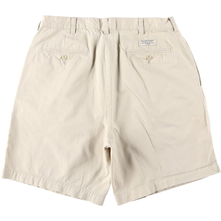 Ralph Lauren POLO by Ralph Lauren TYLER SHORT Two-pleat chino shorts, short pants, men's size W36 cotton ivory Vintage Second Hand