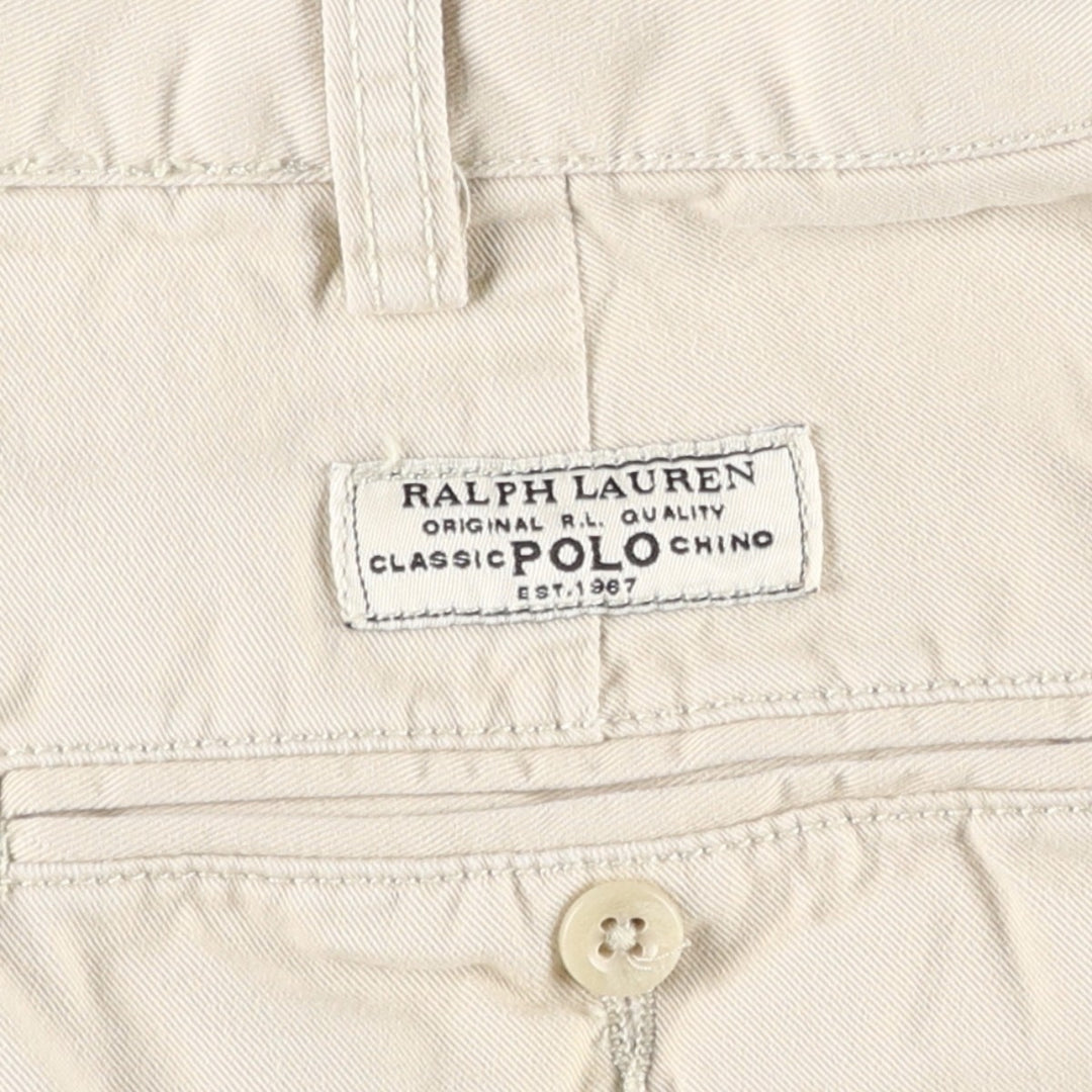 Ralph Lauren POLO by Ralph Lauren TYLER SHORT Two-pleat chino shorts, short pants, men's size W36 cotton ivory Vintage Second Hand
