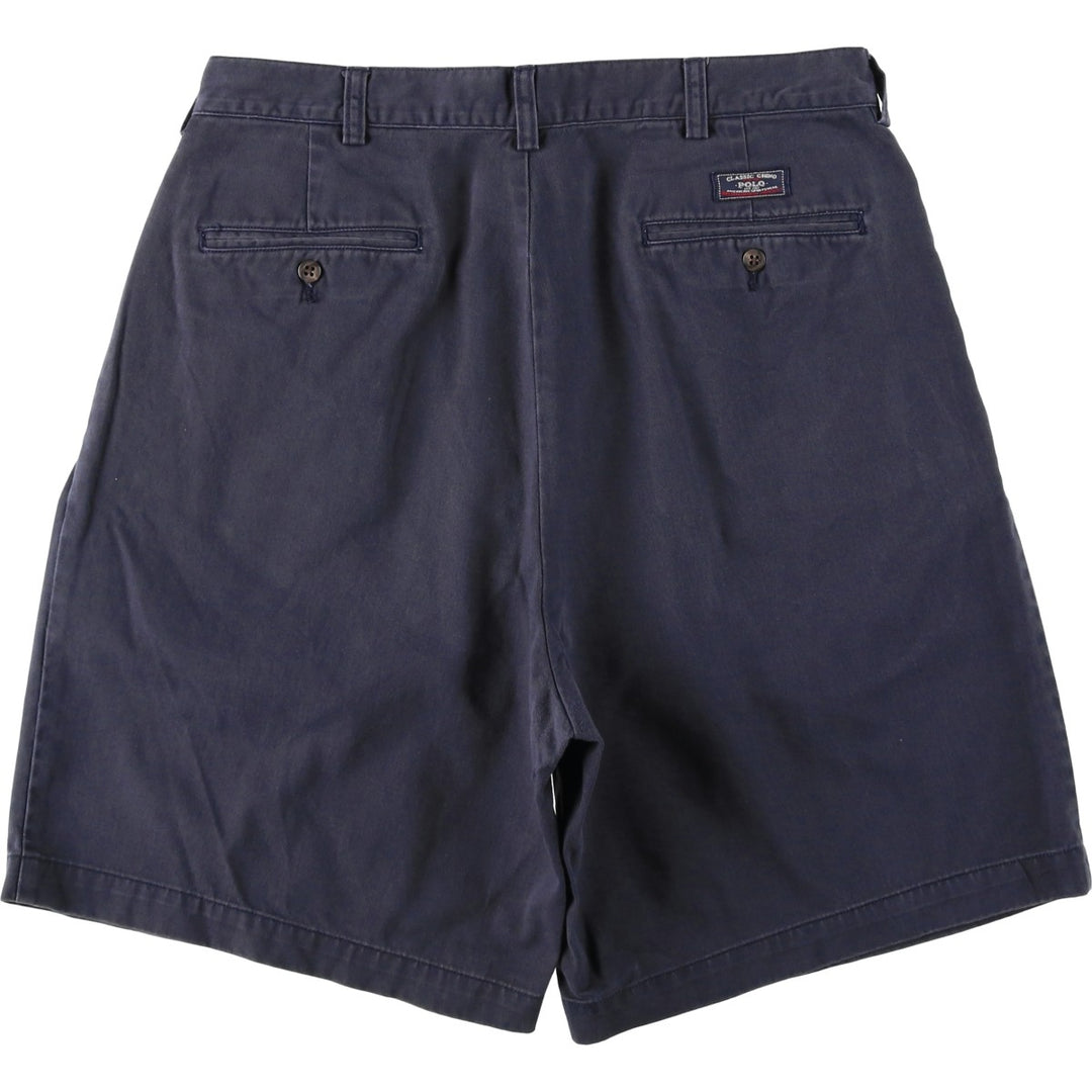 Ralph Lauren POLO by Ralph Lauren TYLER SHORT Two-pleat chino shorts, short pants, men's size W34 cotton navy blue type Vintage Second Hand